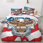 Harley davidson parure de lit en microfibre avec housse de couette imprim��e en d, housse de couettes ...