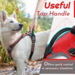 Harnais chien, harnais anti traction pour chien r�fl�chissant r�glable, facile a mettre, avec poign�e ...
