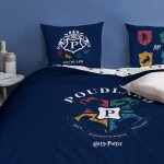 Harry potter blason parure de lit % coton housse de couette x + taies d'oreillers x cm bleu