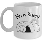 He is risen empty tomb coffee mug. easter mug. christian theme relgious