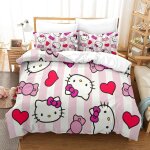 Hello kitty housse de couette fille avec taies d'oreillers parure de lit housses de couettes pink microfibre ...