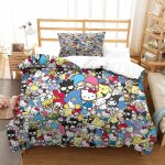 Hello kitty housse de couette fille avec taies d'oreillers parure de lit housses de couettes pink microfibre ...