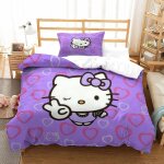 Hello kitty housse de couette fille avec taies d'oreillers parure de lit housses de couettes pink microfibre ...