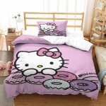 Hello kitty housse de couette fille avec taies d'oreillers parure de lit housses de couettes pink microfibre ...
