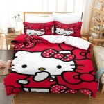 Hello kitty housse de couette fille avec taies d'oreillers parure de lit housses de couettes pink microfibre ...