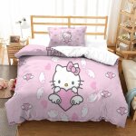 Hello kitty housse de couette, impression d pink motif parure de lit avec ��clair et d'oreiller housses ...