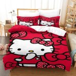 Hello kitty housse de couette, impression d pink motif parure de lit avec ��clair et d'oreiller housses ...