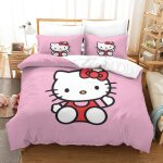 Hello kitty housse de couette d imprim�� de pink dessinparure de lit housses de couettes microfibre avec ...