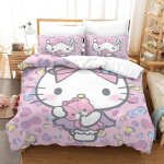 Hello kitty housse de couette d imprim�� de pink dessinparure de lit housses de couettes microfibre avec ...
