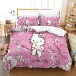 Hello kitty housse de couette d imprim�� de pink dessinparure de lit housses de couettes microfibre avec ...