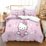 Hello kitty housse de couette d imprim�� pink parure de lit microfibre fermeture ��clair, housses de ...
