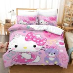 Hello kitty housse de couette du monde taies d'oreiller , d parure de lit pink avec fermeture ��clair ...