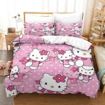 Hello kitty housse de couette du monde taies d'oreiller, d parure de lit pink avec fermeture ��clair ...