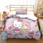 Hello kitty housse de couette d motif imprim�� pink parure de lit housses de couettes en microfibre avec ...