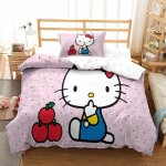 Hello kitty housse de couette d motif imprim�� pink parure de lit housses de couettes en microfibre avec ...