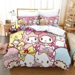 Hello kitty housse de couette �� motif pink impression d parure de lit housses de couettes en microfibre ...