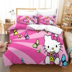 Hello kitty housse de couette �� motif pink impression d parure de lit housses de couettes en microfibre ...