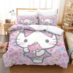 Hello kitty housse de couette �� motif pink impression d parure de lit housses de couettes en microfibre ...