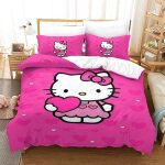 Hello kitty housse de couette �� motif pink impression d parure de lit housses de couettes en microfibre ...