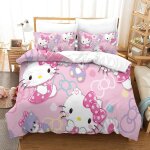 Hello kitty housse de couette avec �� motif pink impression d parure de lit en microfibre housses de ...
