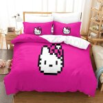 Hello kitty housse de couette avec �� motif pink impression d parure de lit en microfibre housses de ...