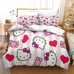 Hello kitty housse de couette parure de lit de pink ensemble de literie imprim�� d taie d'oreiller linge ...