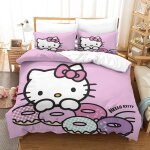 Hello kitty housse de couette parure de lit de pink ensemble de literie imprim�� d taie d'oreiller linge ...