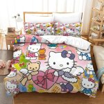 Hello kitty housse de couette parure de lit de housses de couettes pink parure de couette d microfibre ...