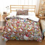 Hello kitty housse de couette parure de lit de housses de couettes pink parure de couette d microfibre ...