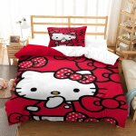 Hello kitty housse de couette d pink imprim�� dessin de lit microfibre, parure de lit housses de couettes ...