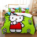 Hello kitty housse de couette d pink imprim�� dessin de lit microfibre, parure de lit housses de couettes ...