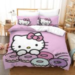 Hello kitty housse de couette d pink imprim�� dessin de lit microfibre, parure de lit housses de couettes ...