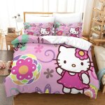 Hello kitty housse de couette d pink imprim�� dessin de lit microfibre, parure de lit housses de couettes ...