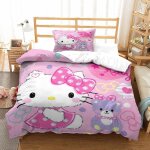 Hello kitty housse de couette, d pink motif imprim�� parure de lit housses de couettes en microfibre ...