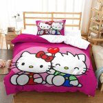Hello kitty housse de couette, d pink parure de lit housses de couettes microfibre avec fermeture ��clair ...