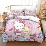 Hello kitty housse de couette, housses de couettes pour pink avec taies d'oreiller microfibre parure ...
