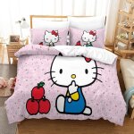 Hello kitty housse de couette, housses de couettes pour pink avec taies d'oreiller microfibre parure ...