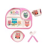 Hibou - assiette'alimentation en fibre de bambou pour bb, ensemble de vaisselle pour enfants, bol, ...