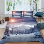 Hiver housse de couette x imprim�� d montagne enneig��e nature parure de lit personnes ado fille enfants ...