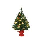 Homcom petit sapin de no�l, mini sapin de no�l avec baies de houx, boules et lumi�res led, d�coration ...