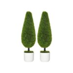 Homcom plante artificielle cypr�s, lot de 2, 90 cm pot d'int�rieur artificiel avec mousse artificielle ...