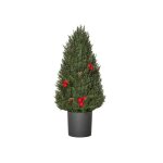 Homcom sapin de no�l de 50 cm avec 7 baies rouges et 6 pommes de pin sapin artificiel en pvc pe vert ...