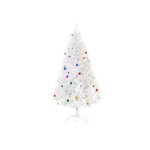 Homcom sapin de no�l artificiel 180 cm avec support et d�corations en blanc, id�al pour une d�coration ...