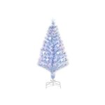 Homcom sapin de no�l artificiel avec 3 lumi�res led sapin de no�l en pvc et m�tal blanc + bleu Ø60 x ...