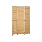 Homcom s�paration de pi�ces paravent en 3 parties paravent de protection visuelle en bambou 120x170 cm ...