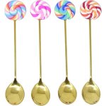 Honbay 4pcs creative lollipop acier inoxydable cuill�re cuill�re a caf� cuill�re a dessert cuill�re a ...