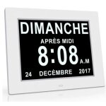 Horloge calendrier - auto dimming pour les personnes ages / alzheimer et les enfants - blanc