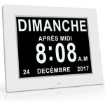 Horloge calendrier avec date jour heure alarme auto dimming pour les personnes ag�es - alzheimer et les ...