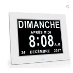 Horloge calendrier avec date jour heure grande alarme auto dimming pour les personnes ages - alzheimer ...