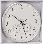 Horloge murale 3 cadrans aluminium heure, temp�rature, hygrom�trie
